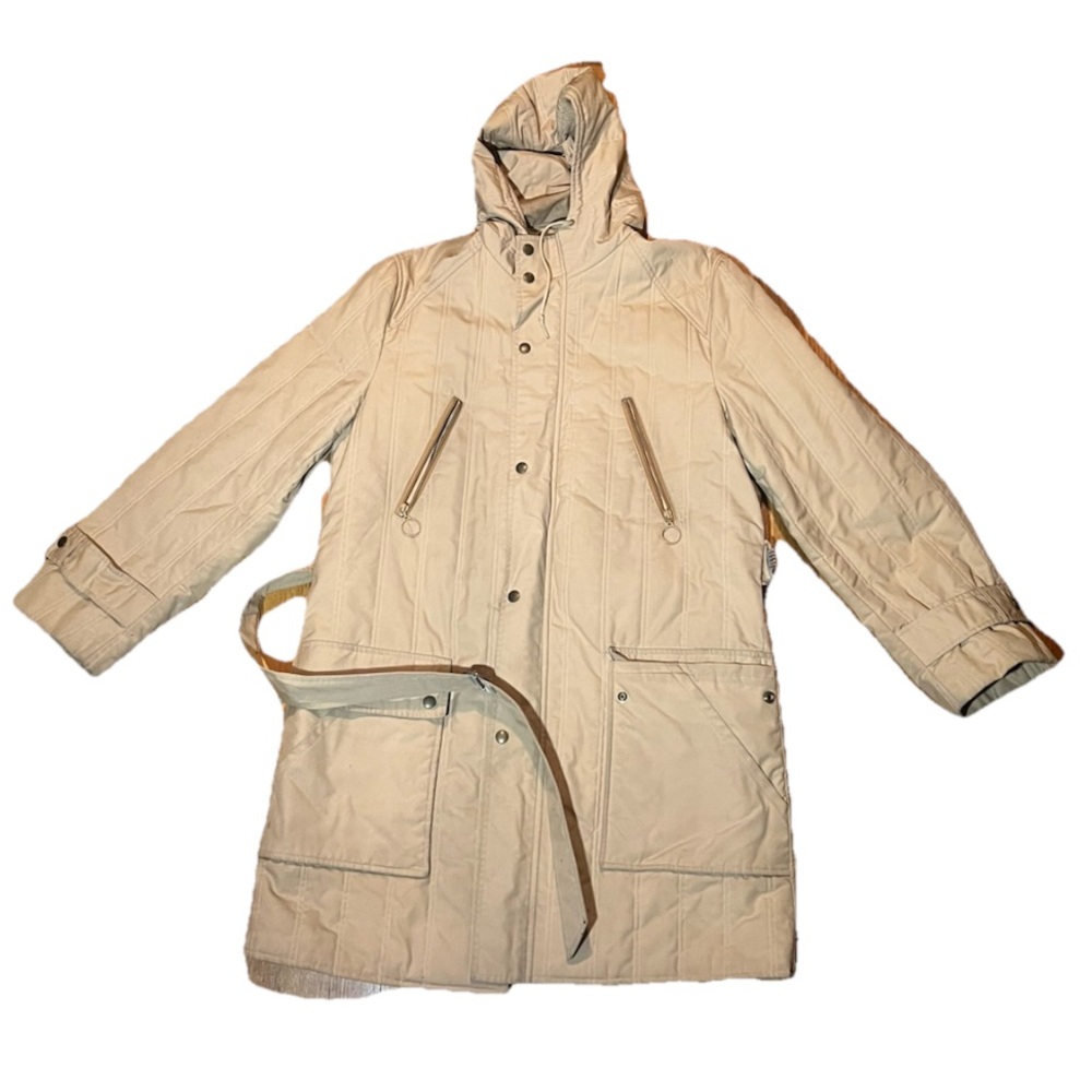 Vintage Zero King Storm Coat Jacket Hood Cruiser Wool Beige USA Size 40